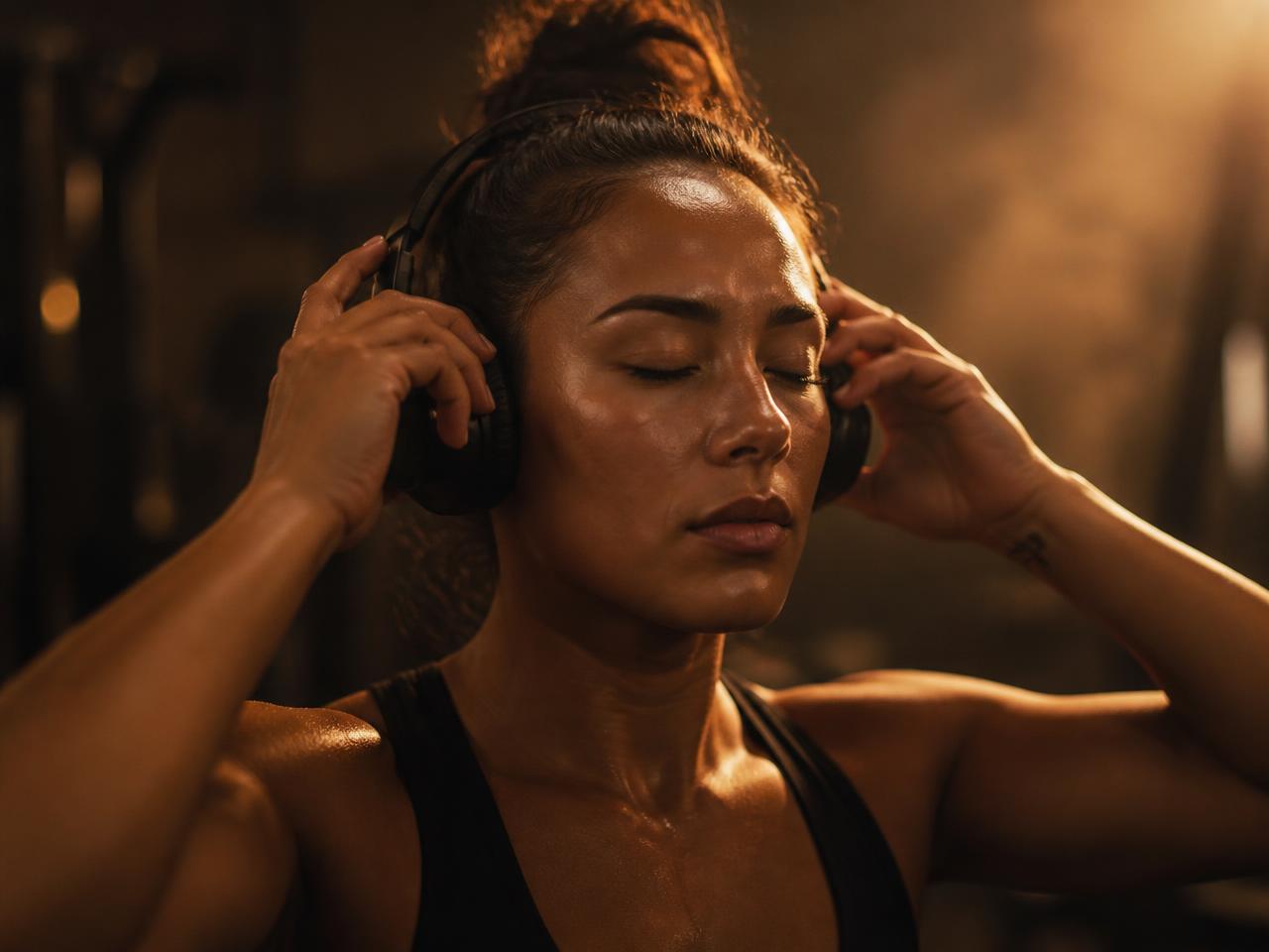 Persona colocándose los auriculares antes del entrenamiento
